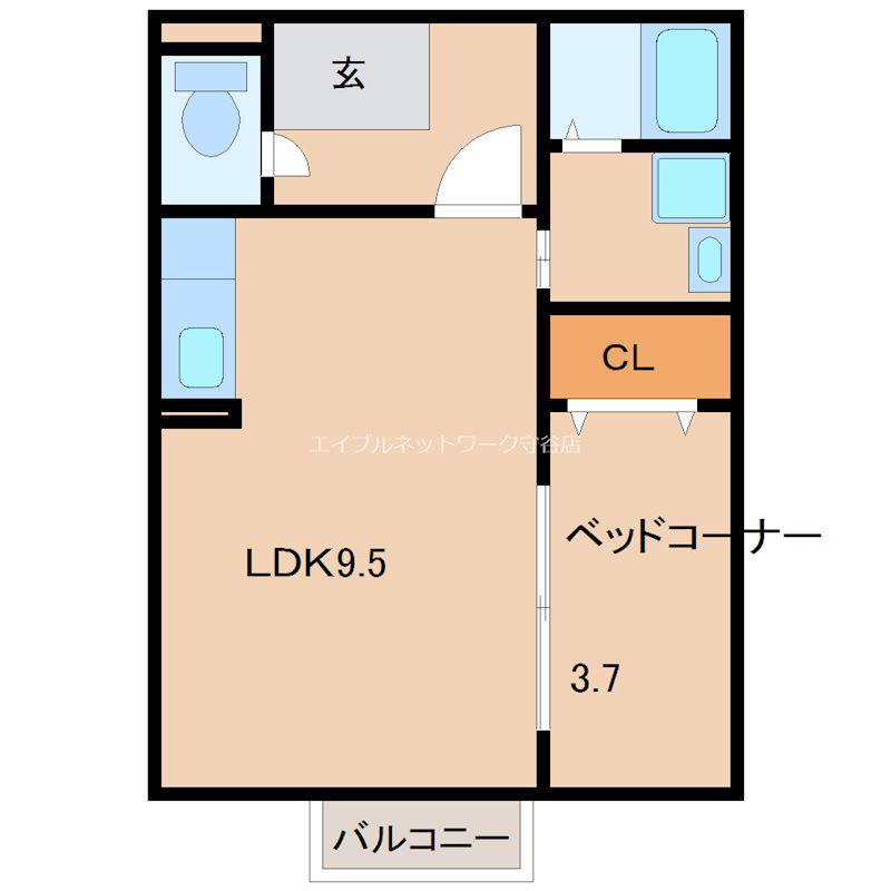エトワールC(1LDK/1階)の間取り写真