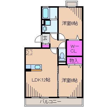エーデルハイムA(2LDK/1階)の間取り写真