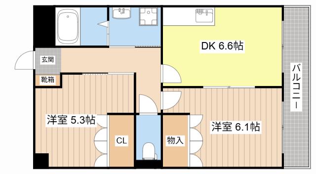 FOUR SEASON(2DK/2階)の間取り写真
