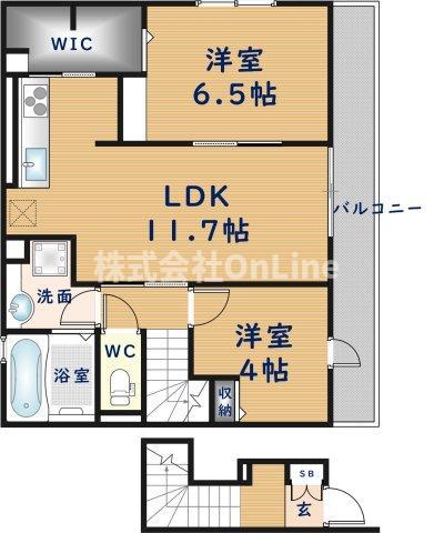 インカウンター(2LDK/2階)の間取り写真