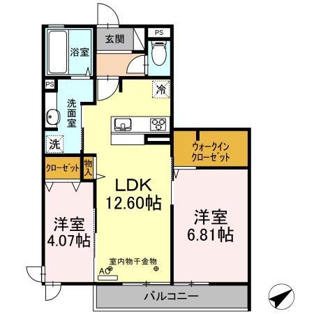 ALPHA四季(2LDK/2階)の間取り写真