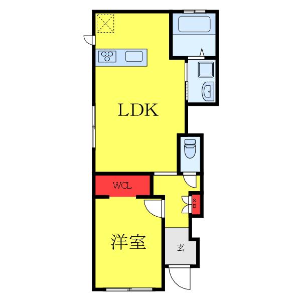 フォレストメゾン恭和I(1LDK/1階)の間取り写真