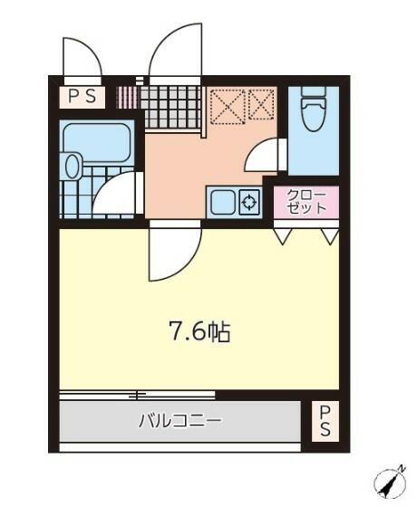 エスポワール砂土原(1K/1階)の間取り写真