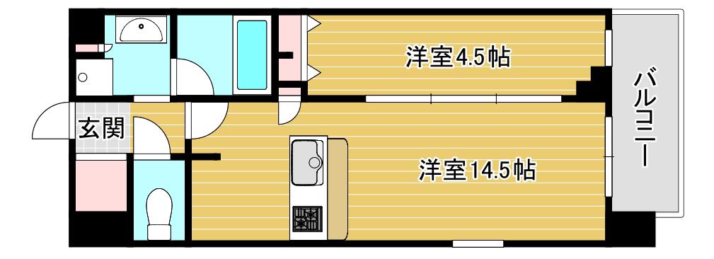 スプランディッド難波キャトル(1LDK/2階)の間取り写真