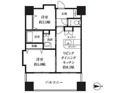 HF西新宿レジデンスウエスト(1SLDK/10階)の間取り写真