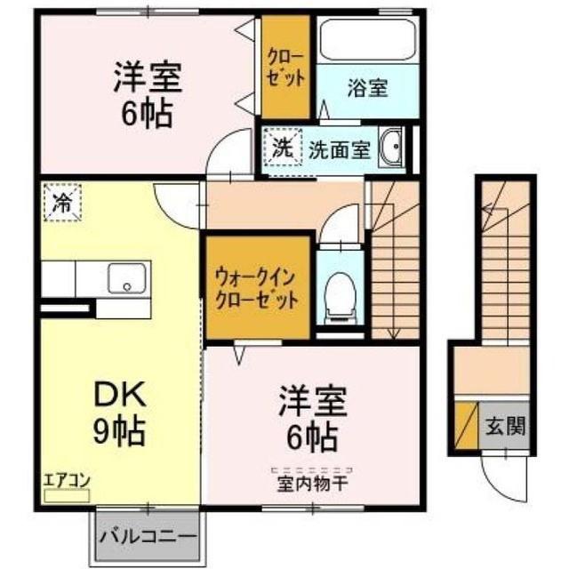 サンモール(2DK/2階)の間取り写真