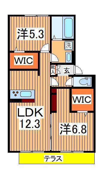 リヴィール ソワⅢ(2LDK/1階)の間取り写真