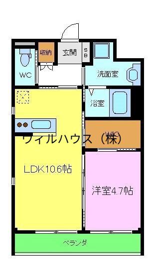 メゾンUSH(1LDK/1階)の間取り写真