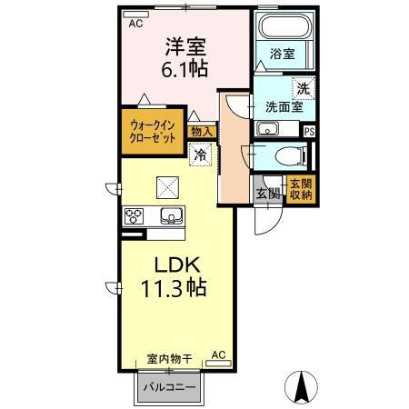 花水木の家 V(1LDK/1階)の間取り写真