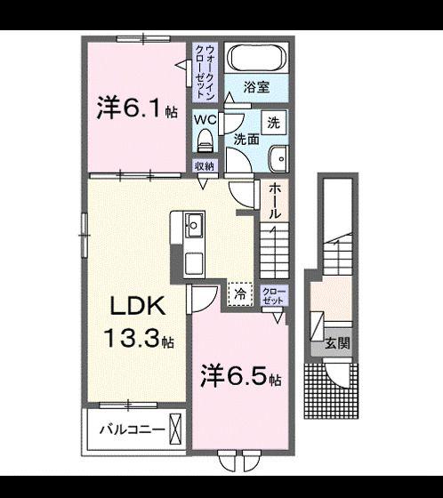 ソラリエ I(2LDK/2階)の間取り写真