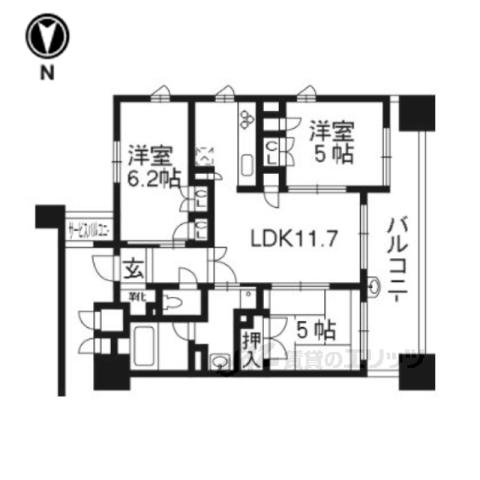 ル・パルトネール西京極(3LDK/7階)の間取り写真