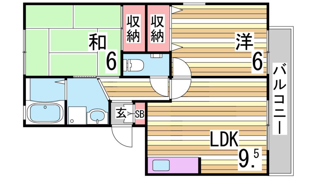 ウィステリア谷上(2LDK/2階)の間取り写真