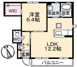 シャーメゾン フルリール(1LDK/1階)の間取り写真