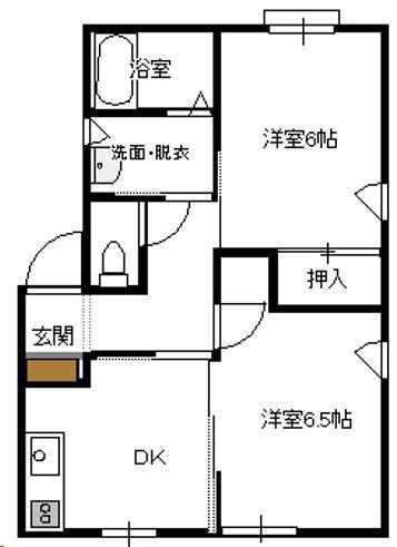 カサクァレンタ駿河 H(2DK/1階)の間取り写真