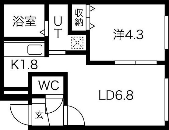 EXCEL学園前(1LDK/2階)の間取り写真