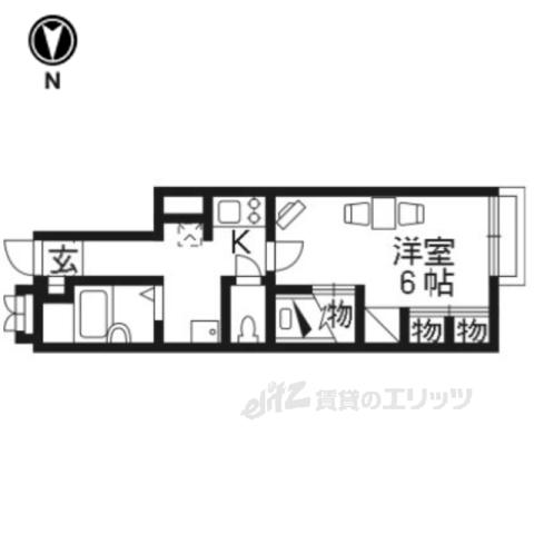 レオパレス宇治川(1K/1階)の間取り写真