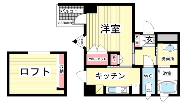 エスペランサ灘駅前(1K/5階)の間取り写真
