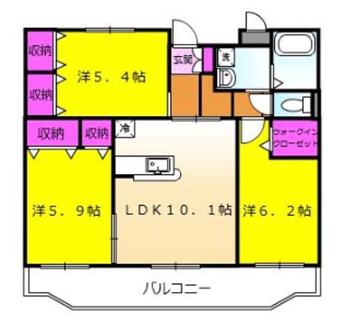 ルミエール栄(3LDK/1階)の間取り写真