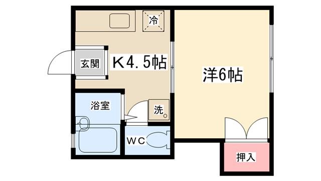 アレイ古淵1番館(1K/2階)の間取り写真