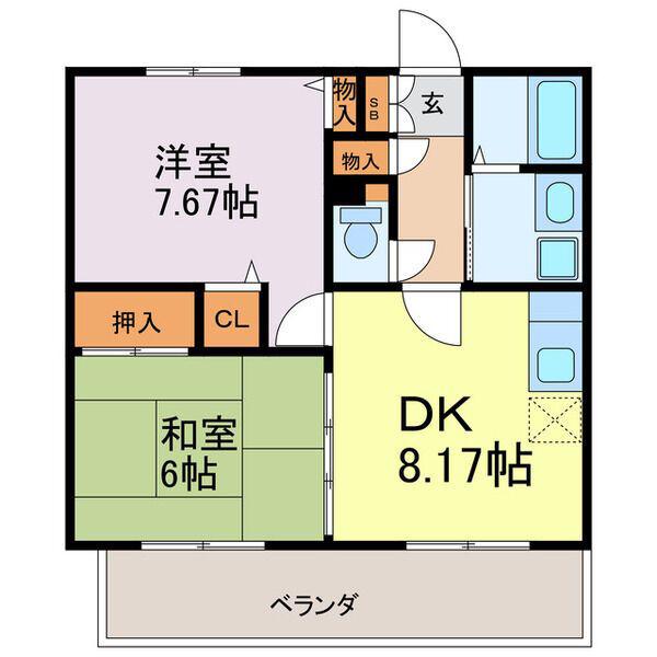 パークスクエア21(2DK/4階)の間取り写真