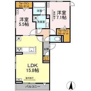 オークグレイス(2LDK/3階)の間取り写真