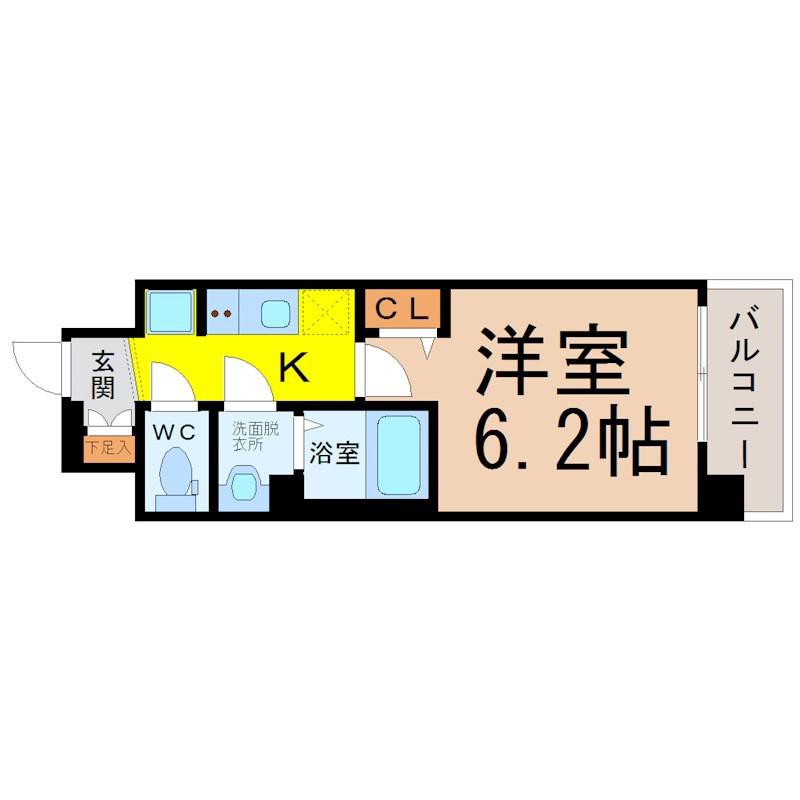 プレサンス鶴舞パーク&ステーション(1K/7階)の間取り写真