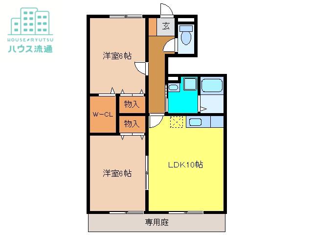 ドルフ弐番館(2LDK/1階)の間取り写真