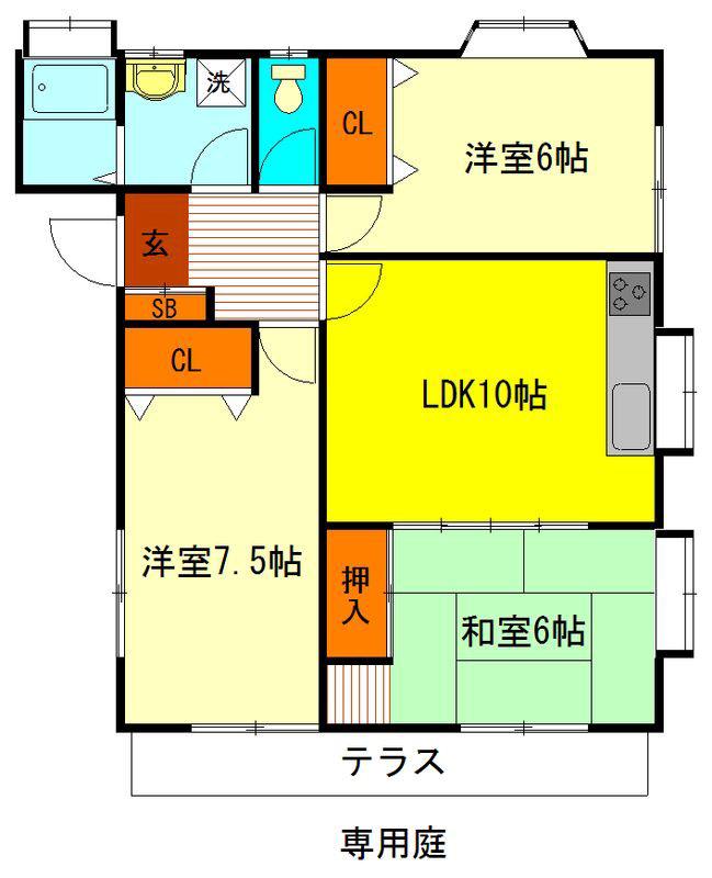 コーポミネ(3LDK/1階)の間取り写真