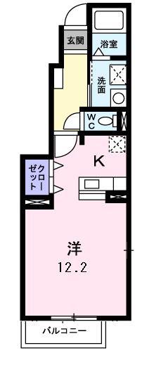 スリール ダンジュI(1K/1階)の間取り写真