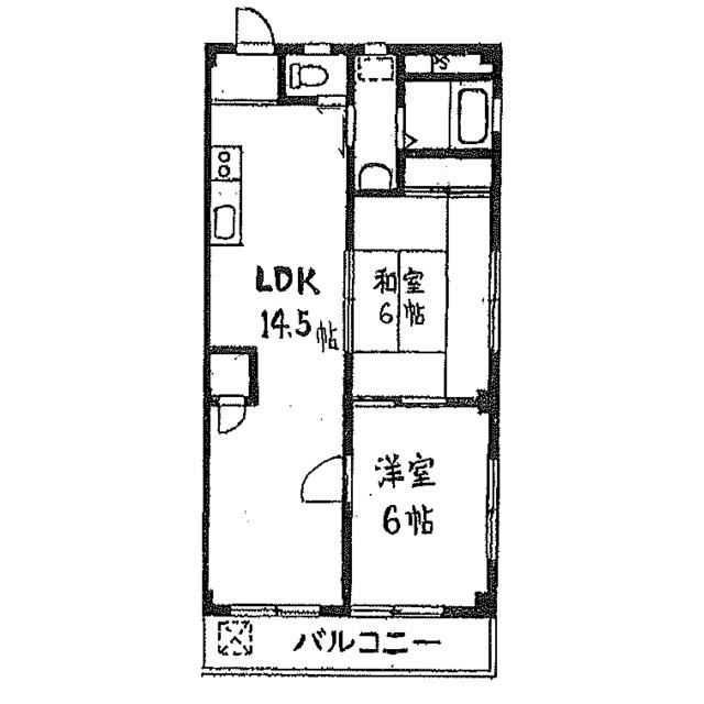 原町油屋レジデンス(2LDK/3階)の間取り写真