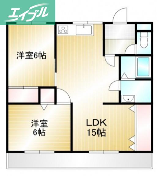石原マンション(2LDK/2階)の間取り写真