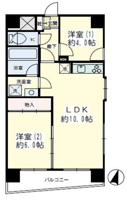 アビタシオンルミエール(2LDK/2階)の間取り写真