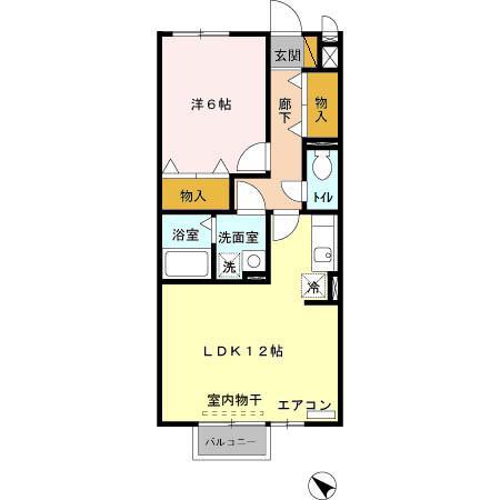 ルミエールB(1LDK/2階)の間取り写真