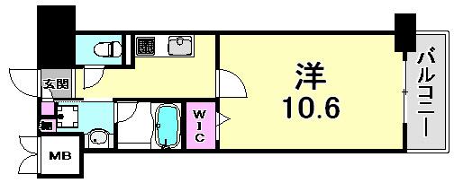 L・ISOBE三宮(1K/4階)の間取り写真
