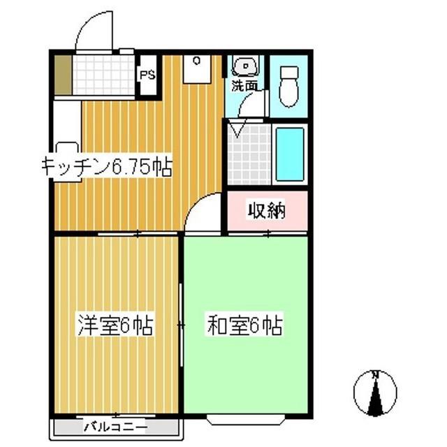 エイペックYT B棟(2DK/2階)の間取り写真