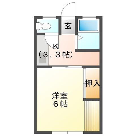 サンハイツ蘭梅(1K/2階)の間取り写真