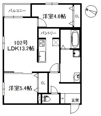 ステラ師吉(2LDK/1階)の間取り写真