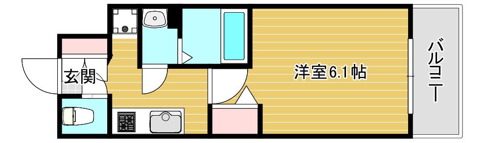 プレサンス新町ウィズ ジョイ(1K/7階)の間取り写真