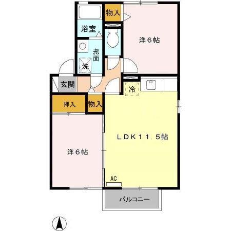 コアロードSIII(2LDK/2階)の間取り写真