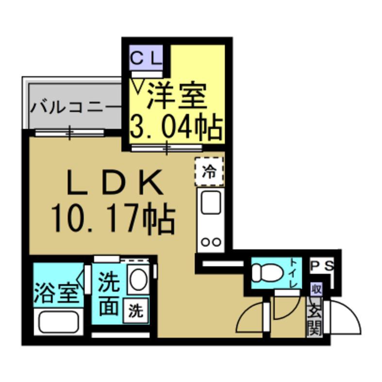JACK SHINKAIIV(1LDK/3階)の間取り写真