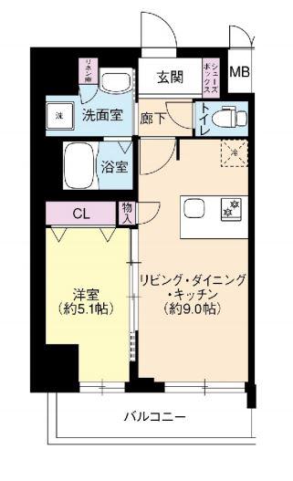 DIMUS新大阪(1LDK/11階)の間取り写真