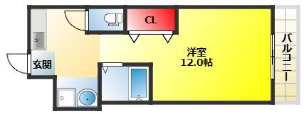 第1東昌ハイツ(1K/2階)の間取り写真