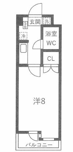 KENZOハイツ(1K/2階)の間取り写真