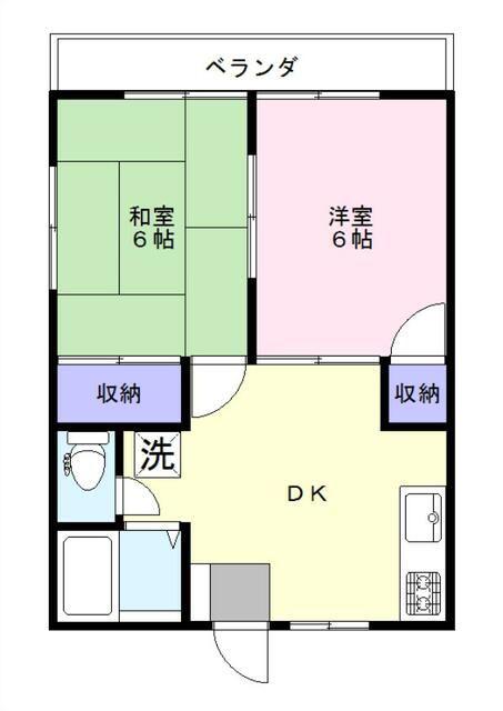 ラークタカ共和B(2DK/2階)の間取り写真