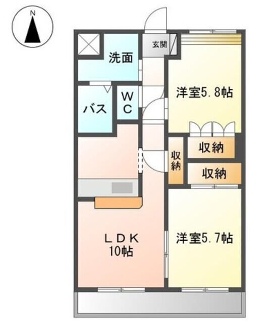 グランセル(2LDK/2階)の間取り写真