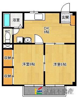 インペリアル津屋崎(2DK/1階)の間取り写真