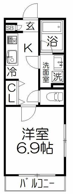SUNNYWELL(1K/2階)の間取り写真