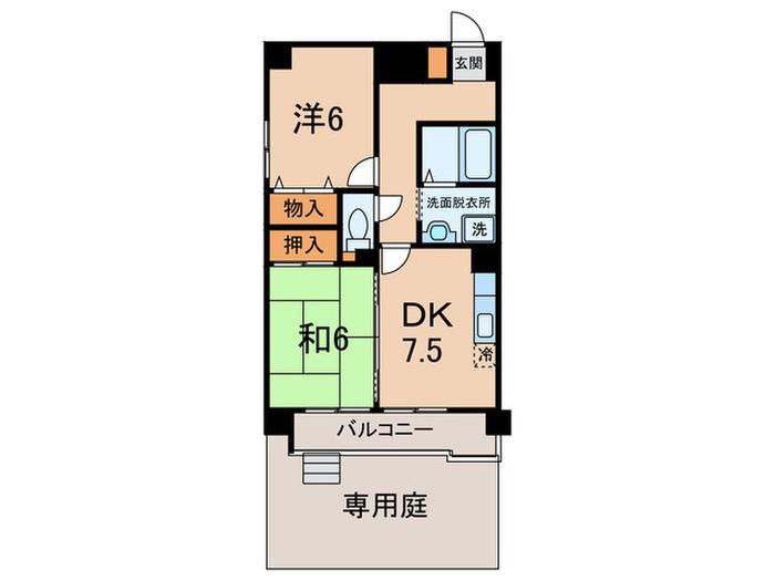 ハルズ羽坂(2DK/1階)の間取り写真
