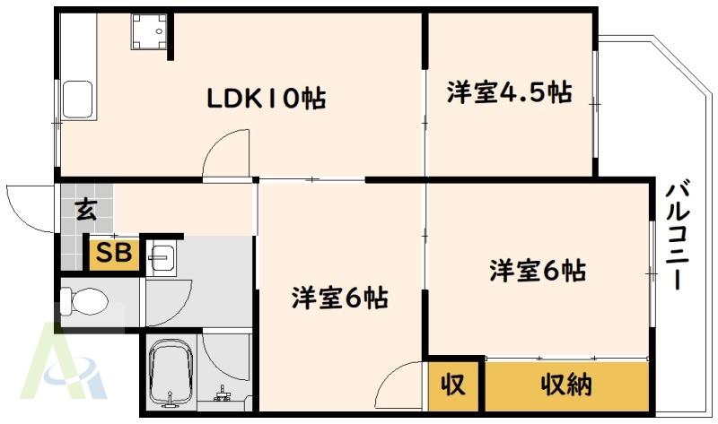 ブリックシャトー兵庫(3LDK/3階)の間取り写真