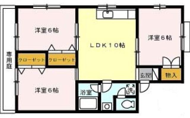 セジュール吉岡 C棟(3LDK/1階)の間取り写真